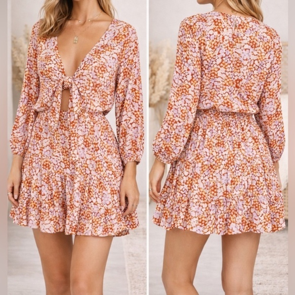 L*Space Stay Golden Mini Skater Dress in Floral Multicolor